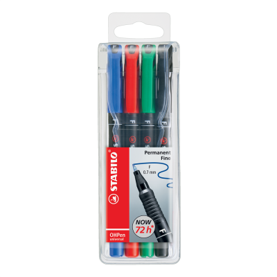 Alkoholos marker készlet 0,7mm, STABILO OHPen F, 4 klf. szín