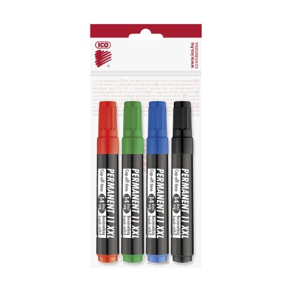 Alkoholos marker készlet, 3mm, kerek hegyű Ico 11XXL, 4 klf.szín