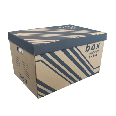 Archiváló konténer karton doboz fedeles 52x35x30cm, külön záródó levehető fedéllel Fornax