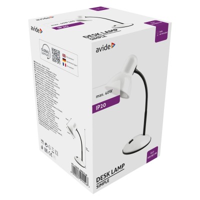 Asztali lámpa, Basic Simple, max. 40W, AVIDE, fehér