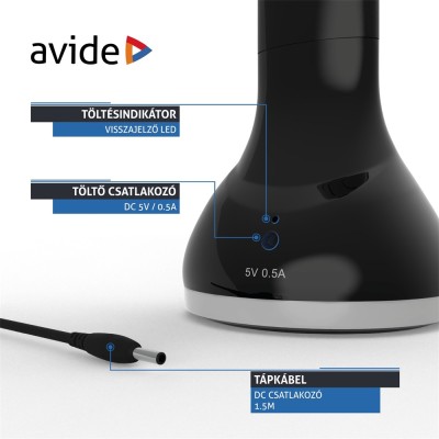 Asztali LED lámpa, RGB hangulatvilágítás, 4W, 4000K, AVIDE, fekete