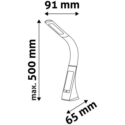 Asztali LED lámpa, kijelzős, 6W, 5000K, AVIDE, fekete