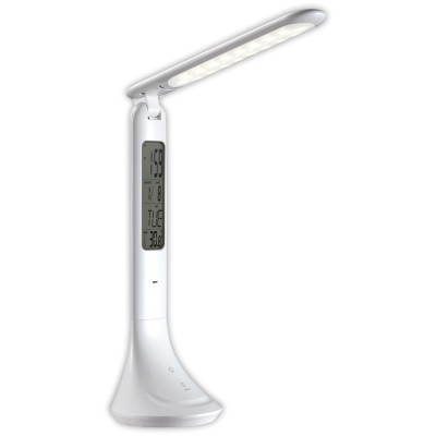 Asztali LED lámpa, kijelzővel, 5W, 4000K, AVIDE, fehér