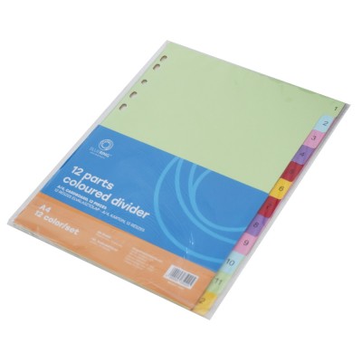 Elválasztólap, színes karton 12 részes Bluering®