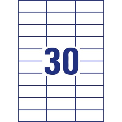 Etikett címke, 70 x29,7mm, univerzális, 30 címke/ív, 100 ív/doboz, Avery fehér