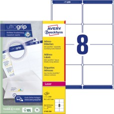 Etikett csomag címke 99,1 x67,7mm öntapadó 8 címke/ív 250 ív/doboz Avery fehér