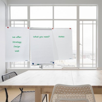 Flipchart tábla mobil 68x105cm, mágneses, 2 db segédkarral, 5 görgős Premium line  F2400/N Franken