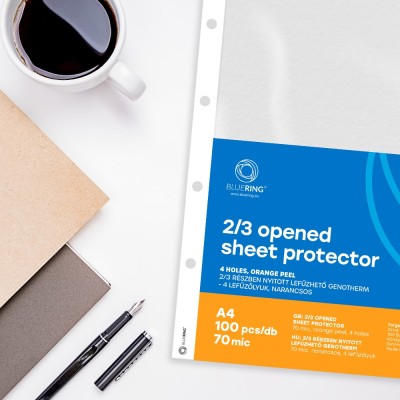 Genotherm lefűzhető, A4, 70 micron narancsos belül 2/3 részben nyitott Bluering® 100 db/csomag