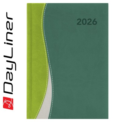 Határidőnapló Dubai A5 napi, fehér lapokkal zöld-zöld Dayliner 2026.
