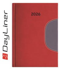 Határidőnapló Memphis A5 napi, fehér lapokkal piros-szürke Dayliner 2026.