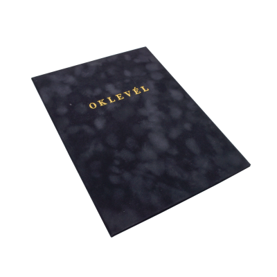 Oklevéltartó A4, prémium, arany nyomattal, Bluering® fekete