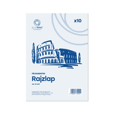 Rajzlap A4, félfamentes fóliázva Bluering® 10 ív/csomag