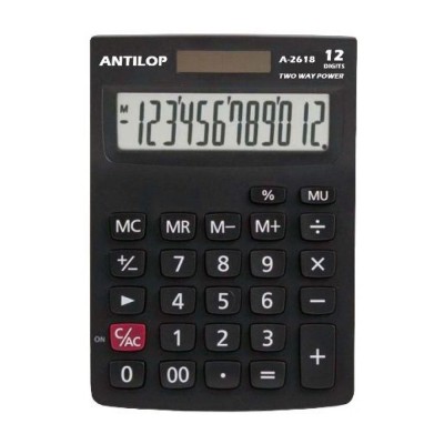 Számológép asztali 12 számjegy nagy, döntött kijelző Antilop A-2618