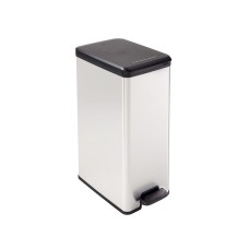 Szemetes kuka pedálos fémhatású műanyag 40 literes "Slim Bin" Curver fekete/ezüst