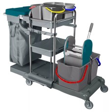 Takarítókocsi króm vázas 2 x 18 liter és 4 x 5 literes vödörrel KA405FK