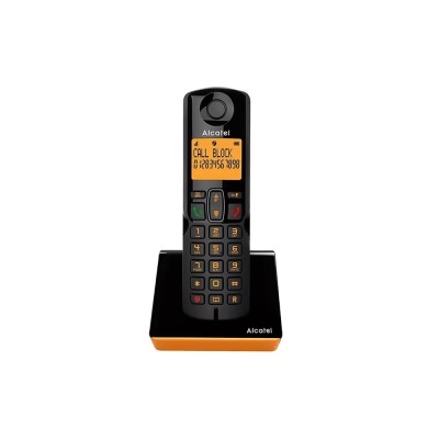 Telefonkészülék ALCATEL S280 (vezeték nélküli, nagy kijelző, DECT) fekete/narancssárga